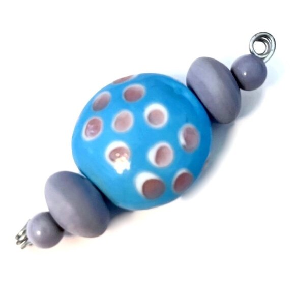 As Low As $2 Sky Blue & Lavender Handmade Lampwork Artisan Bead Mix (5) - Picture 2 of 2